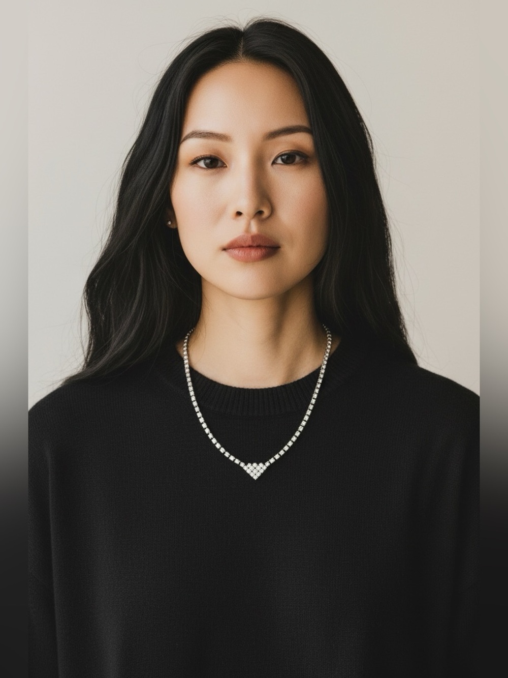 🫶🏻 Vintage Silver Crystal V-Point Tennis Necklace